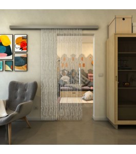 Glasschiebetür SLIM-LINE - Fineprint Model 035 Weiss auf Klarglas