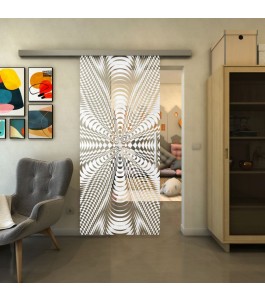 Glasschiebetür SLIM-LINE - Fineprint Model 037 Weiss auf Klarglas