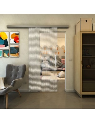 Glasschiebetür SLIM-LINE - Fineprint Model 046 Weiss auf Klarglas