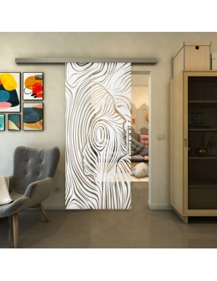 Glasschiebetür SLIM-LINE - Fineprint Model 074 Weiss auf Klarglas