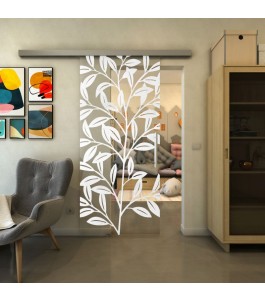 Glasschiebetür SLIM-LINE - Fineprint Model 099 Weiss auf Klarglas