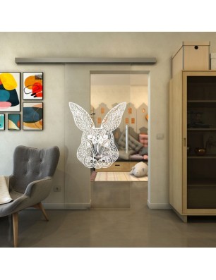 Glasschiebetür SLIM-LINE - Fineprint Model 121 Weiss auf Klarglas