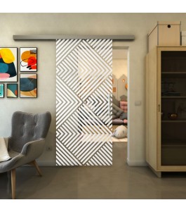 Glasschiebetür SLIM-LINE - Fineprint Model 140 Weiss auf Klarglas