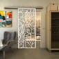 Glasschiebetür SLIM-LINE - Fineprint Modell 148 Weiss auf Klarglas