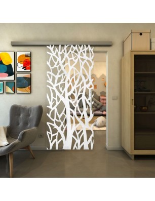 Glasschiebetür SLIM-LINE - Fineprint Model 167 Weiss auf Klarglas