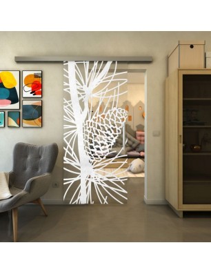 Glasschiebetür SLIM-LINE - Fineprint Model 169 Weiss auf Klarglas