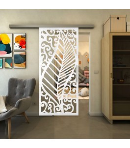 Glasschiebetür SLIM-LINE - Fineprint Model 173 Weiss auf Klarglas