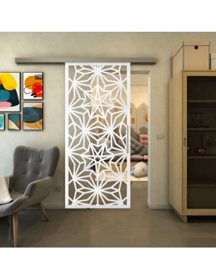 Glasschiebetür SLIM-LINE - Fineprint Model 178 Weiss auf Klarglas