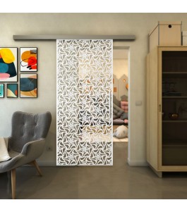 Glasschiebetür SLIM-LINE - Fineprint Model 180 Weiss auf Klarglas