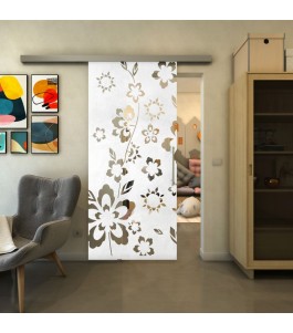 Glasschiebetür SLIM-LINE - Fineprint Model 199 Weiss auf Klarglas