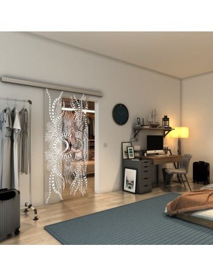 Glasschiebetür SLIM-LINE - Fineprint Model 039 Weiss auf Klarglas