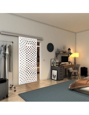 Glasschiebetür SLIM-LINE - Fineprint Model 068 Weiss auf Klarglas