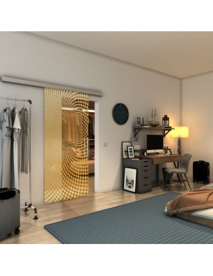 Glasschiebetür SLIM-LINE - Fineprint Model 075 Gold auf Klarglas