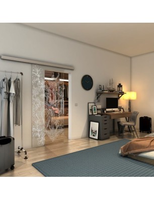Glasschiebetür SLIM-LINE - Fineprint Model 080 Weiss auf Klarglas