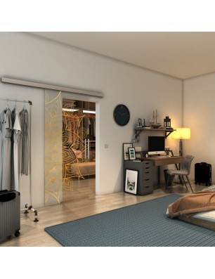 Glasschiebetür SLIM-LINE - Fineprint Model 088 Gold auf Klarglas