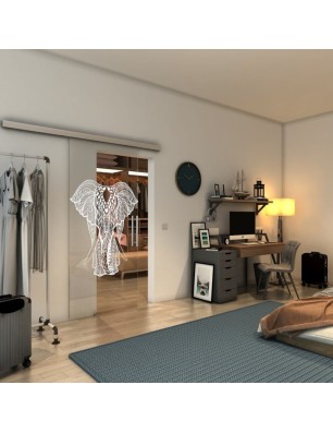 Glasschiebetür SLIM-LINE - Fineprint Model 098 Weiss auf Klarglas