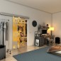 Glasschiebetür SLIM-LINE - Fineprint Modell 115 Gold auf Klarglas Glasschiebetür SLIM-LINE - Fineprint Modell 115 Gold auf Klarglas