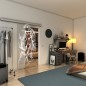 Glasschiebetür SLIM-LINE - Fineprint Modell 116 Weiss auf Klarglas