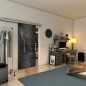 Glasschiebetür SLIM-LINE - Fineprint Modell 120 Schwarz auf Klarglas Glasschiebetür SLIM-LINE - Fineprint Modell 120 Schwarz auf Klarglas