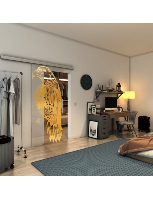 Glasschiebetür SLIM-LINE - Fineprint Model 122 Gold auf Klarglas