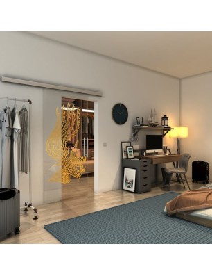 Glasschiebetür SLIM-LINE - Fineprint Model 157 Gold auf Klarglas