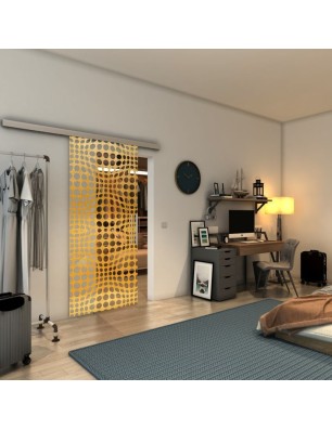 Glasschiebetür SLIM-LINE - Fineprint Model 162 Gold auf Klarglas