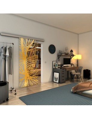 Glasschiebetür SLIM-LINE - Fineprint Model 169 Gold auf Klarglas