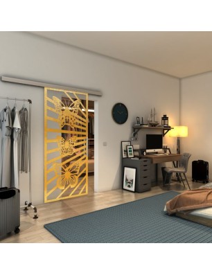 Glasschiebetür SLIM-LINE - Fineprint Model 176 Gold auf Klarglas