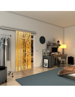Glasschiebetür SLIM-LINE - Fineprint Model 182 Gold auf Klarglas