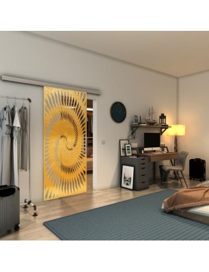 Glasschiebetür SLIM-LINE - Fineprint Model 197 Gold auf Klarglas