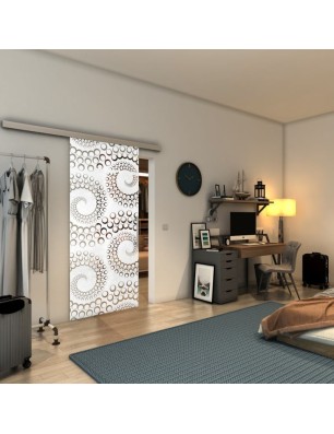 Glasschiebetür SLIM-LINE - Fineprint Model 198 Weiss auf Klarglas