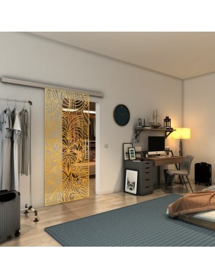 Glasschiebetür SLIM-LINE - Fineprint Model 201 Gold auf Klarglas