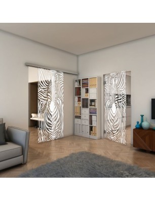 Glasschiebetür SLIM-LINE - Fineprint Model 023 Weiss auf Klarglas