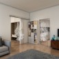 Glasschiebetür SLIM-LINE - Fineprint Modell 157 Weiss auf Klarglas Glasschiebetür SLIM-LINE - Fineprint Modell 157 Weiss auf Klarglas