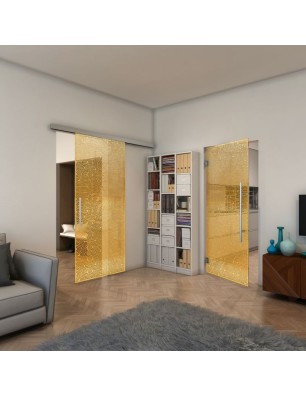 Glasschiebetür SLIM-LINE - Fineprint Model 193 Gold auf Klarglas