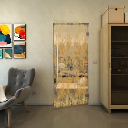 Pendeltür - Fineprint Model 084 Gold auf Klarglas