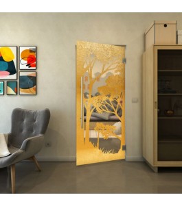 Pendeltür - Fineprint Model 110 Gold auf Klarglas