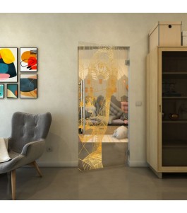 Pendeltür - Fineprint Model 123 Gold auf Klarglas