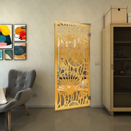 Pendeltür - Fineprint Model 165 Gold auf Klarglas