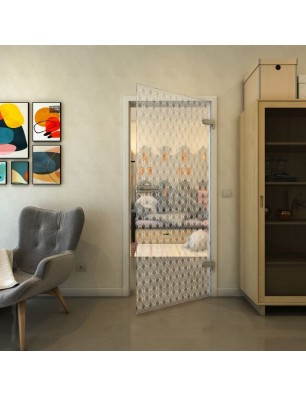 Ganzglastür - Fineprint Model 001 Weiss auf Klarglas