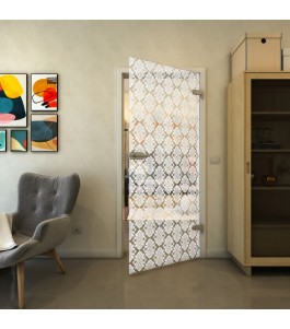 Ganzglastür - Fineprint Model 002 Weiss auf Klarglas