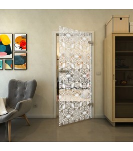 Ganzglastür - Fineprint Model 005 Weiss auf Klarglas