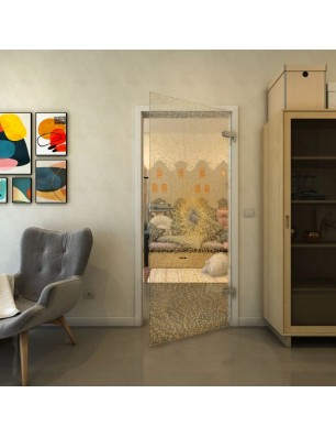 Ganzglastür - Fineprint Model 006 Gold auf Klarglas