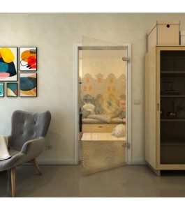 Ganzglastür - Fineprint Model 007 Gold auf Klarglas