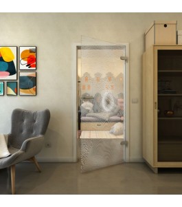 Ganzglastür - Fineprint Model 007 Weiss auf Klarglas