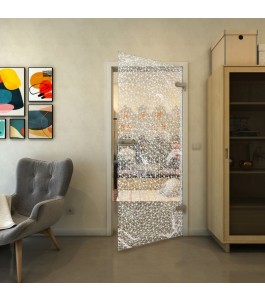 Ganzglastür - Fineprint Model 008 Weiss auf Klarglas