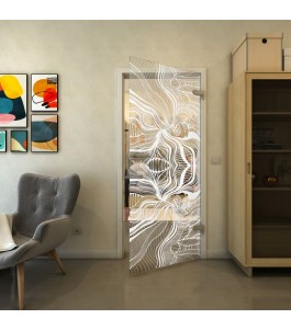 Ganzglastür - Fineprint Model 010 Weiss auf Klarglas