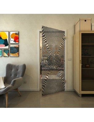 Ganzglastür - Fineprint Model 011 Schwarz auf Klarglas