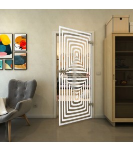 Ganzglastür - Fineprint Model 014 Weiss auf Klarglas