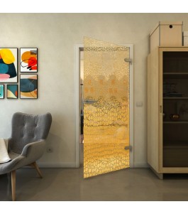 Ganzglastür - Fineprint Model 015 Gold auf Klarglas